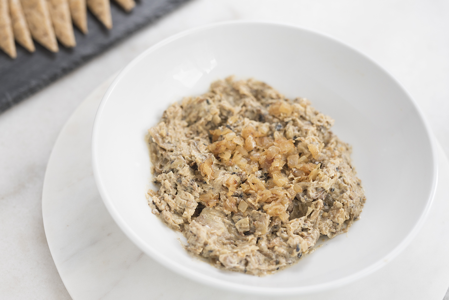 Pretty in Pistachio Easy Eggplant and Caramelized Onion Dip Pretty