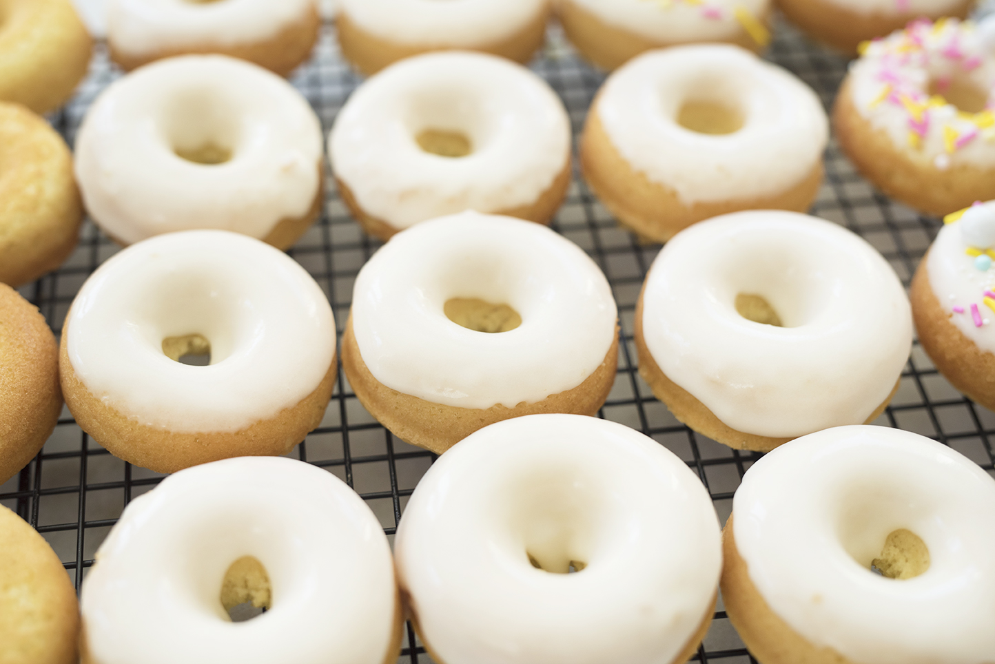 Pretty in Pistachio Lemon Cake Donuts with Fancy Sprinkles Pretty